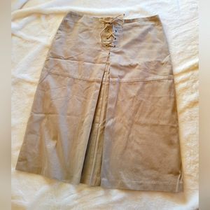 Newport News Jeanology Khaki lace up front - midi skirt Size 10